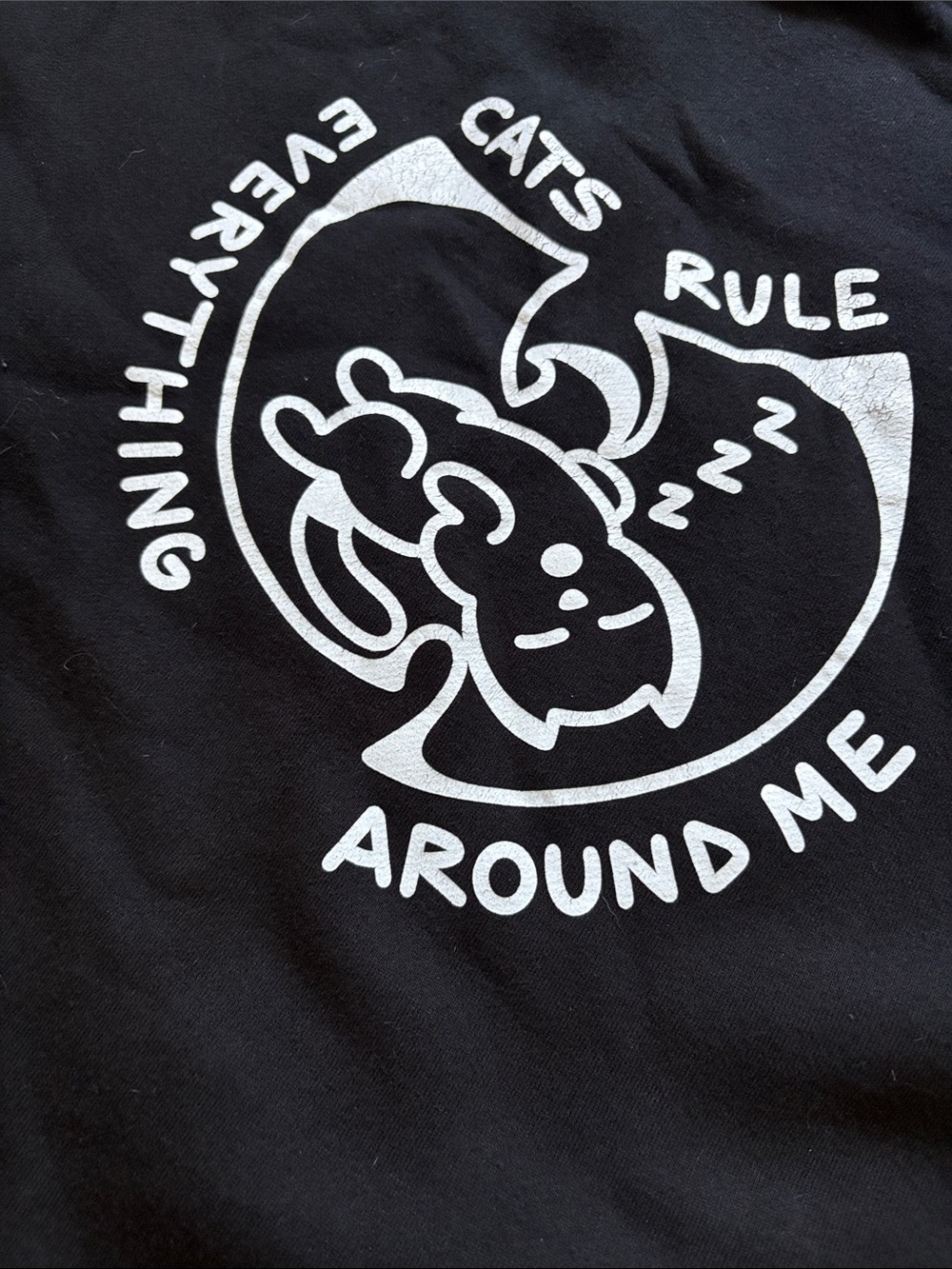 Cats Rule Everything Around Me Black Tee with White Graphic